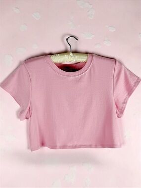 Free People Baby Pink Cropped Tee NWT Large msrp $48